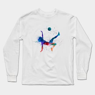 Woman footballer in watercolor Long Sleeve T-Shirt